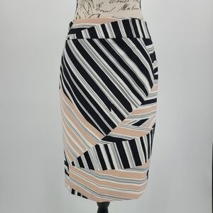 Nine West Black and Pink Striped Pencil Skirt